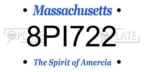 8PI722 Massachusetts License Plate