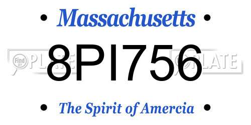 8PI756 Massachusetts License Plate
