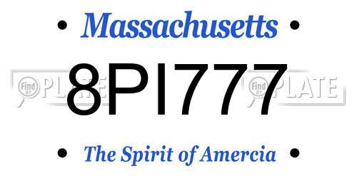 8PI777 Massachusetts License Plate
