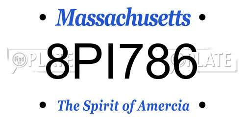 8PI786 Massachusetts License Plate