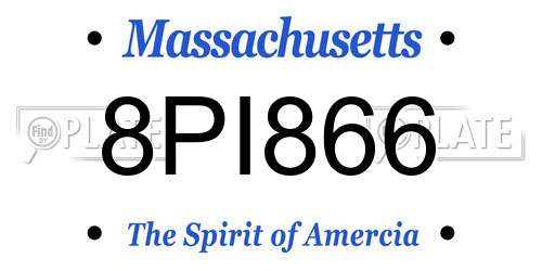 8PI866 Massachusetts License Plate