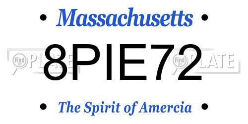 8PIE72 Massachusetts License Plate