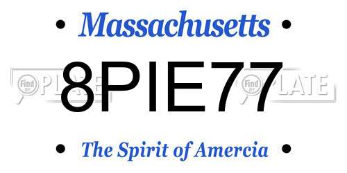 8PIE77 Massachusetts License Plate