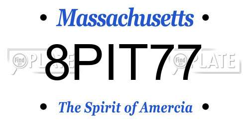 8PIT77 Massachusetts License Plate