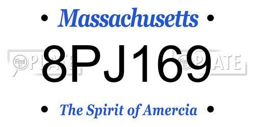 8PJ169 Massachusetts License Plate