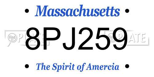 8PJ259 Massachusetts License Plate