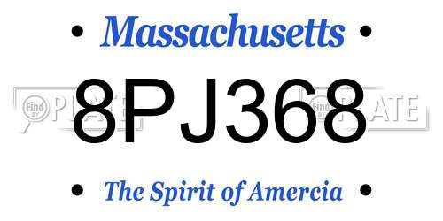 8PJ368 Massachusetts License Plate