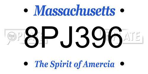 8PJ396 Massachusetts License Plate