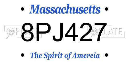 8PJ427 Massachusetts License Plate