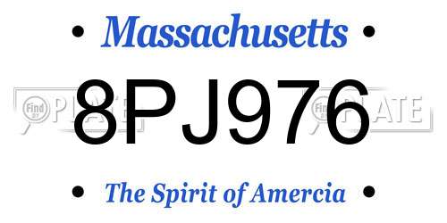 8PJ976 Massachusetts License Plate