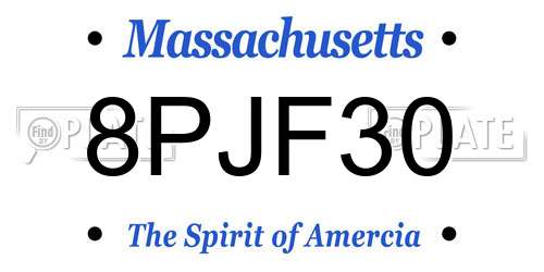 8PJF30 Massachusetts License Plate