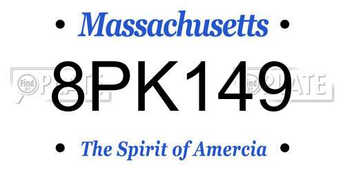 8PK149 Massachusetts License Plate