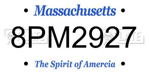 8PM2927 Massachusetts License Plate