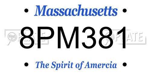 8PM381 Massachusetts License Plate