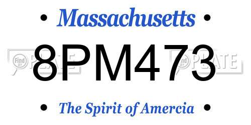 8PM473 Massachusetts License Plate