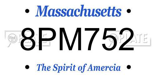 8PM752 Massachusetts License Plate