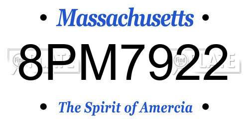 8PM7922 Massachusetts License Plate