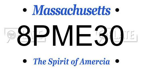 8PME30 Massachusetts License Plate