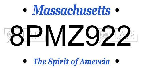 8PMZ922 Massachusetts License Plate