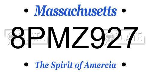 8PMZ927 Massachusetts License Plate