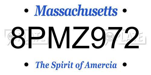 8PMZ972 Massachusetts License Plate