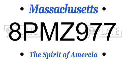 8PMZ977 Massachusetts License Plate