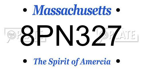 8PN327 Massachusetts License Plate