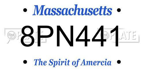 8PN441 Massachusetts License Plate