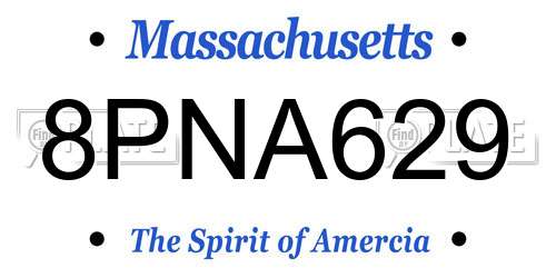 8PNA629 Massachusetts License Plate