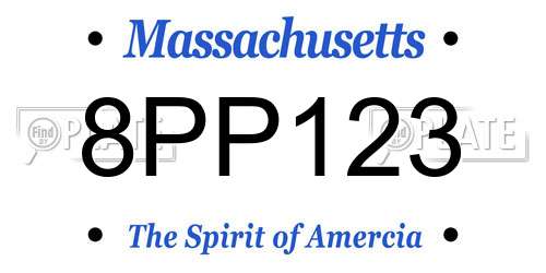 8PP123 Massachusetts License Plate
