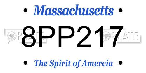 8PP217 Massachusetts License Plate