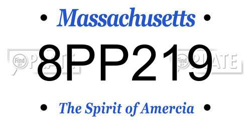 8PP219 Massachusetts License Plate