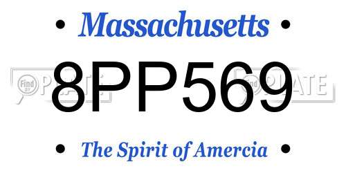 8PP569 Massachusetts License Plate