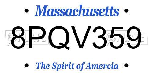 8PQV359 Massachusetts License Plate