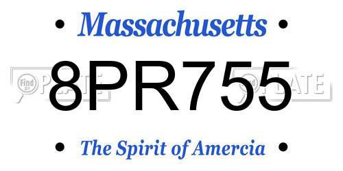8PR755 Massachusetts License Plate
