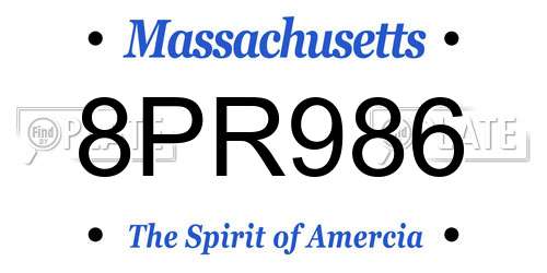 8PR986 Massachusetts License Plate