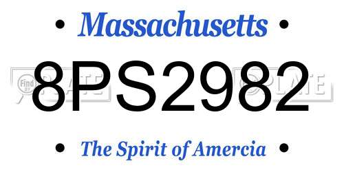 8PS2982 Massachusetts License Plate