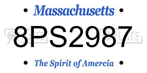 8PS2987 Massachusetts License Plate