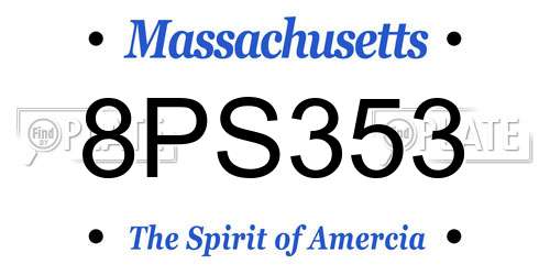 8PS353 Massachusetts License Plate
