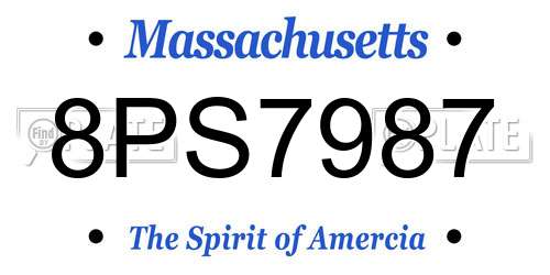 8PS7987 Massachusetts License Plate