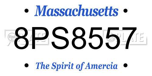 8PS8557 Massachusetts License Plate