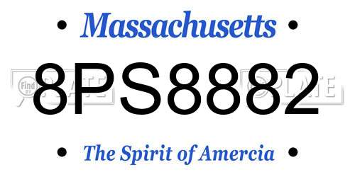 8PS8882 Massachusetts License Plate