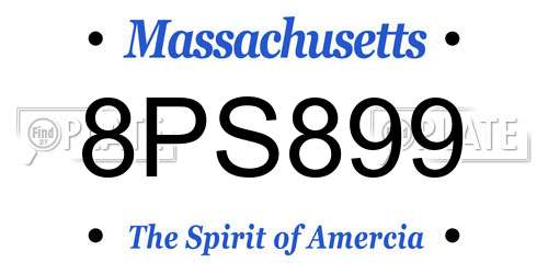 8PS899 Massachusetts License Plate