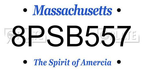 8PSB557 Massachusetts License Plate
