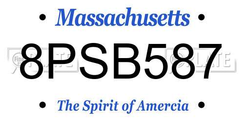 8PSB587 Massachusetts License Plate