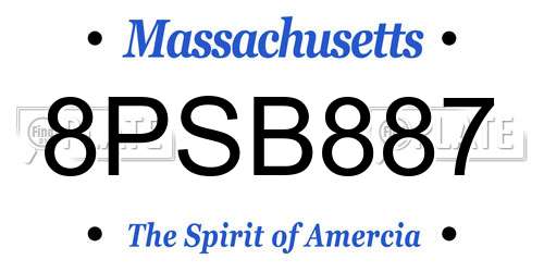 8PSB887 Massachusetts License Plate