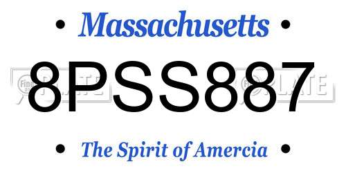8PSS887 Massachusetts License Plate
