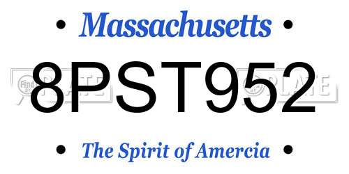 8PST952 Massachusetts License Plate