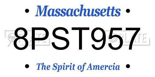 8PST957 Massachusetts License Plate
