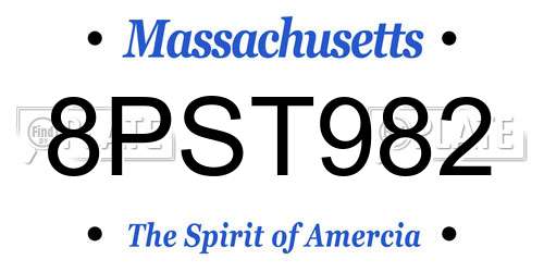 8PST982 Massachusetts License Plate